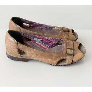 Skechers Originals Bikers Womens Brown Leather Peep Toe Slip-on Size 9.5 47092